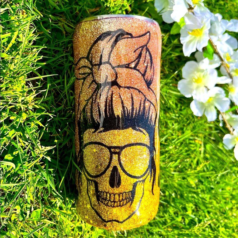 15oz Gold+Rose Gold Ombré Stainless Steel Tumbler:
“Dead Inside But Caffeinated”